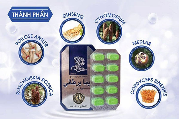 Thành phần chính có trong mỗi viên uống cường dương Ngựa Thái